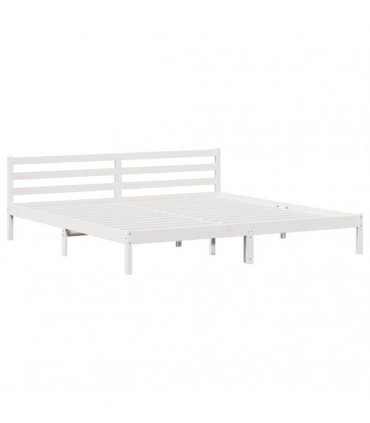 vidaXL Bed Frame White 215.5 x 185.5 x 69.5 cm Solid Pine Wood — Size: 180 x 210 cm