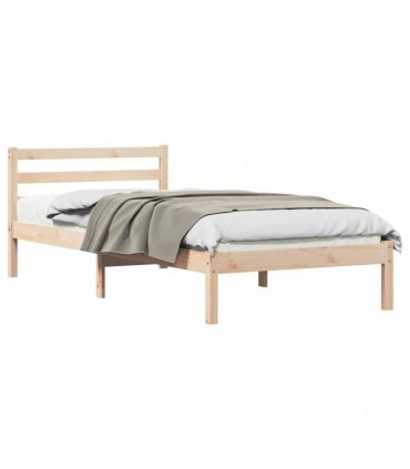 vidaXL Bed Frame Brown 225.5 x 95.5 x 69.5 cm Solid Pine Wood — Colour: Natural, Size: 90 x 220 cm