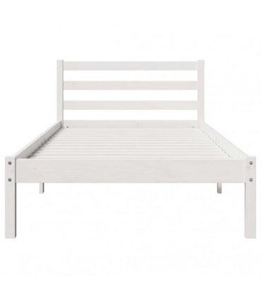 vidaXL Bed Frame White 225.5 x 95.5 x 69.5 cm Solid Pine Wood — Size: 90 x 220 cm