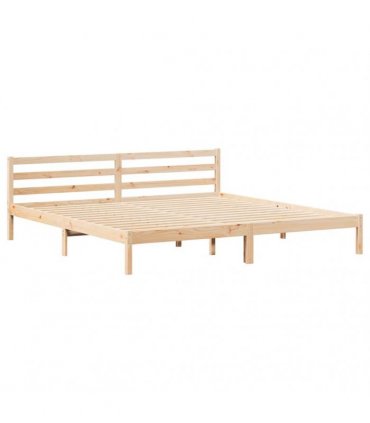 vidaXL Bed Frame Brown 225.5 x 205.5 x 69.5 cm Solid Pine Wood — Colour: Natural, Size: 200 x 220 cm
