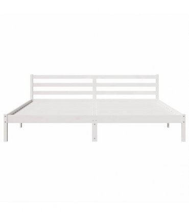 vidaXL Bed Frame White 225.5 x 205.5 x 69.5 cm Solid Pine Wood — Size: 200 x 220 cm