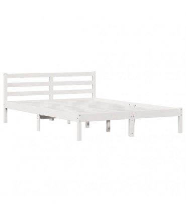 vidaXL Bed Frame White 215.5 x 165.5 x 69.5 cm Solid Pine Wood — Size: 160 x 210 cm