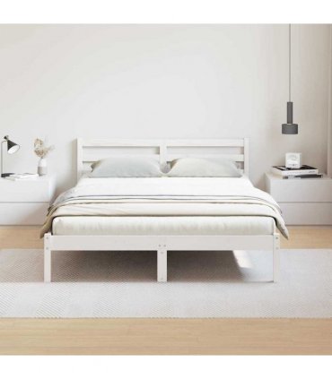 vidaXL Bed Frame White 215.5 x 165.5 x 69.5 cm Solid Pine Wood — Size: 160 x 210 cm