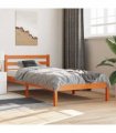 vidaXL Bed Frame without Mattress Wax Brown 75x190 cm Small Single Solid Wood Pine — Size: 75 x 190 cm — V0672028934