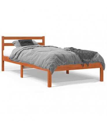 vidaXL Bed Frame without Mattress Wax Brown 75x190 cm Small Single Solid Wood Pine — Size: 75 x 190 cm — V0672028934