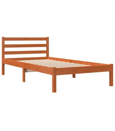 vidaXL Bed Frame without Mattress Wax Brown 75x190 cm Small Single Solid Wood Pine — Size: 75 x 190 cm — V0672028934