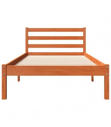 vidaXL Bed Frame without Mattress Wax Brown 75x190 cm Small Single Solid Wood Pine — Size: 75 x 190 cm — V0672028934