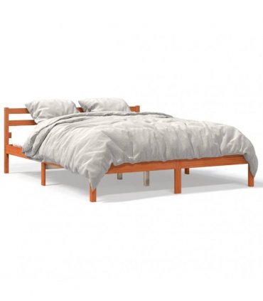 vidaXL Bed Frame | Wax Brown | Solid Pine Wood, Plywood | Double | Modern — Size: 200 x 200 cm