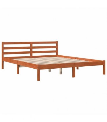 vidaXL Bed Frame | Wax Brown | Solid Pine Wood, Plywood | Double | Modern — Size: 200 x 200 cm