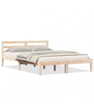vidaXL Bed Frame Brown 225.5 x 165.5 x 69.5 cm Solid Pine Wood — Colour: Natural, Size: 160 x 220 cm