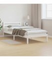 vidaXL Bed Frame White 215.5 x 95.5 x 69.5 cm Solid Pine Wood — Size: 90 x 210 cm