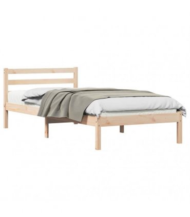 vidaXL Bed Frame Brown 225.5 x 85.5 x 69.5 cm Solid Pine Wood — Colour: Natural, Size: 80 x 220 cm