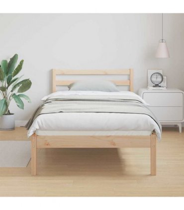 vidaXL Bed Frame Brown 225.5 x 85.5 x 69.5 cm Solid Pine Wood — Colour: Natural, Size: 80 x 220 cm