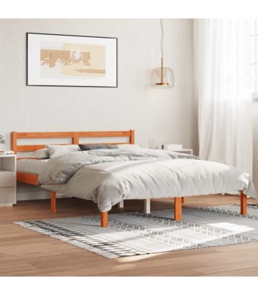 vidaXL Bed Frame without Mattress Wax Brown 120x190 cm Small Double Solid Wood Pine — Size: 120 x 190 cm — V0672028951