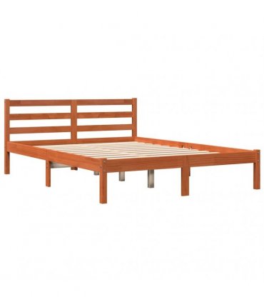 vidaXL Bed Frame without Mattress Wax Brown 120x190 cm Small Double Solid Wood Pine — Size: 120 x 190 cm — V0672028951