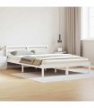vidaXL Bed Frame White 215.5 x 145.5 x 69.5 cm Solid Pine Wood — Size: 140 x 210 cm