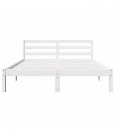 vidaXL Bed Frame White 215.5 x 145.5 x 69.5 cm Solid Pine Wood — Size: 140 x 210 cm