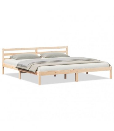 vidaXL Bed Frame Brown 215.5 x 185.5 x 69.5 cm Solid Pine Wood — Colour: Natural, Size: 180 x 210 cm