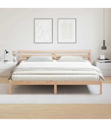 vidaXL Bed Frame Brown 215.5 x 185.5 x 69.5 cm Solid Pine Wood — Colour: Natural, Size: 180 x 210 cm