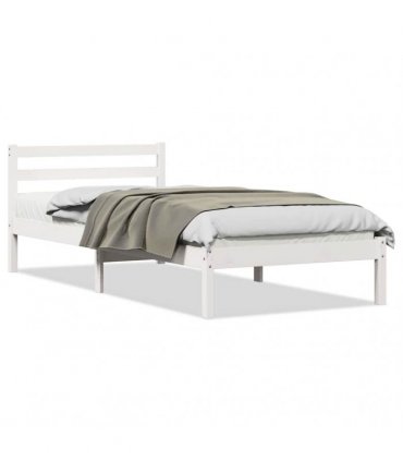 vidaXL Bed Frame White 215.5 x 85.5 x 69.5 cm Solid Pine Wood — Size: 80 x 210 cm