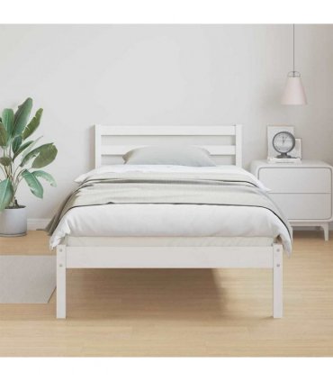 vidaXL Bed Frame White 215.5 x 85.5 x 69.5 cm Solid Pine Wood — Size: 80 x 210 cm