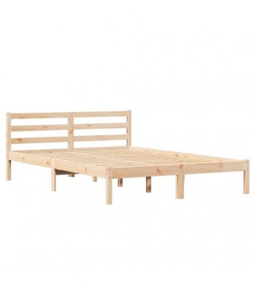 vidaXL Bed Frame Brown 215.5 x 145.5 x 69.5 cm Solid Pine Wood — Colour: Natural, Size: 140 x 210 cm