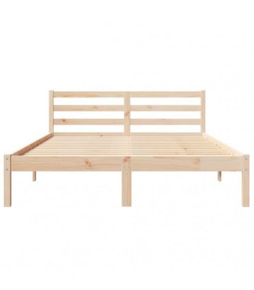 vidaXL Bed Frame Brown 215.5 x 145.5 x 69.5 cm Solid Pine Wood — Colour: Natural, Size: 140 x 210 cm