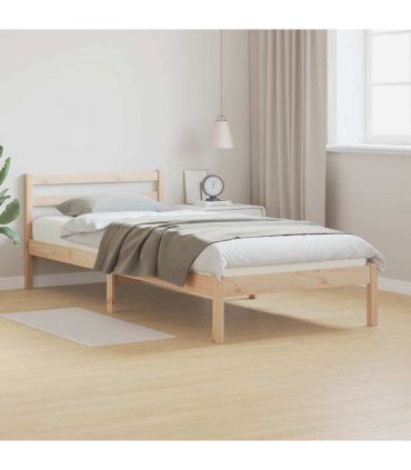 vidaXL Bed Frame Brown 215.5 x 85.5 x 69.5 cm Solid Pine Wood — Colour: Natural, Size: 80 x 210 cm