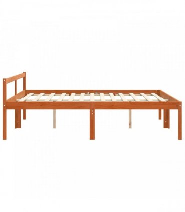 vidaXL Bed Frame with Headboard Wax Brown 180 x 200 cm Solid Pine Wood — Size: 6FT Super King Size