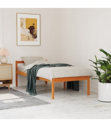 vidaXL Senior Bed without Mattress Wax Brown 75x190 cm Small Single Solid Wood Pine — Size: 2ft6 small single