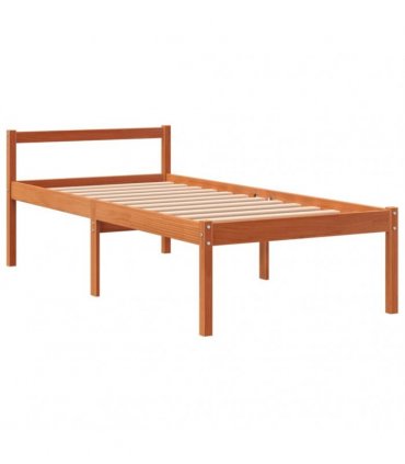 vidaXL Senior Bed without Mattress Wax Brown 75x190 cm Small Single Solid Wood Pine — Size: 2ft6 small single