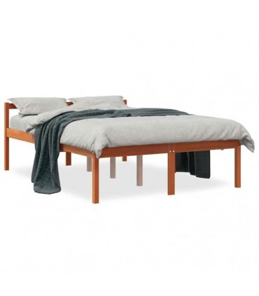 vidaXL Senior Bed | Wax Brown | Solid pine wood, Plywood slats | Double — Size: 140 x 190 cm