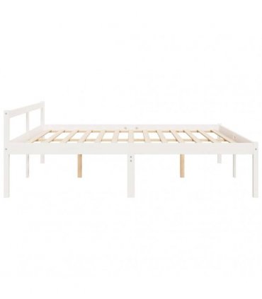 vidaXL Bed Frame | White | Solid pine wood, Plywood | Super King | Bed Frame — Size: 6ft super king size