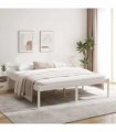 vidaXL Senior Bed without Mattress White 200x200cm Solid Wood Pine — Size: 200 x 200 cm