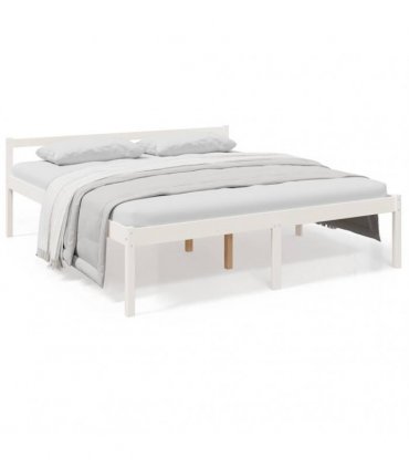 vidaXL Senior Bed without Mattress White 200x200cm Solid Wood Pine — Size: 200 x 200 cm