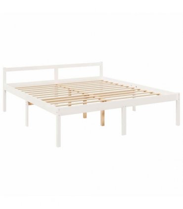 vidaXL Senior Bed without Mattress White 200x200cm Solid Wood Pine — Size: 200 x 200 cm