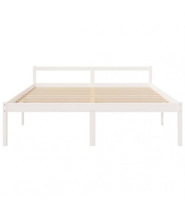 vidaXL Senior Bed without Mattress White 200x200cm Solid Wood Pine — Size: 200 x 200 cm