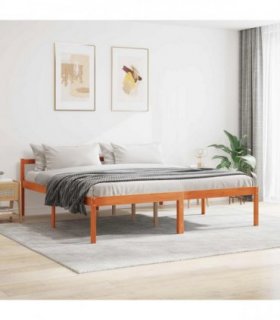 vidaXL Bed Frame with Headboard Wax Brown 200 x 200 cm Solid Pine Wood — V0672028993