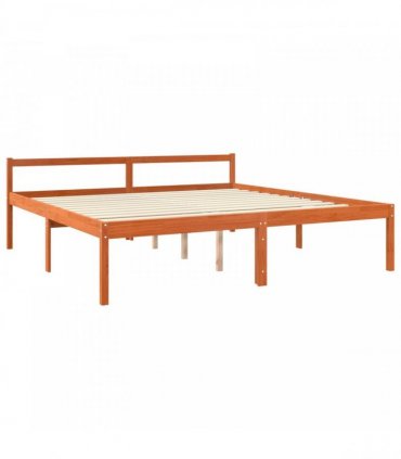 vidaXL Bed Frame with Headboard Wax Brown 200 x 200 cm Solid Pine Wood — V0672028993