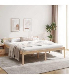 vidaXL Senior Bed without Mattress 200x200cm Solid Wood Pine — Colour: natural, Size: 200 x 200 cm