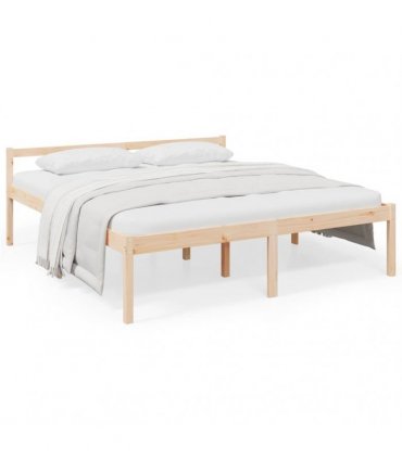 vidaXL Senior Bed without Mattress 200x200cm Solid Wood Pine — Colour: natural, Size: 200 x 200 cm