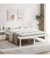 vidaXL Bed Frame | White | Solid pine wood, Plywood | 160 x 200 cm | Bed Frame