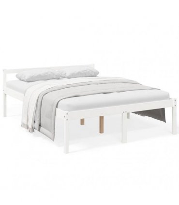 vidaXL Bed Frame | White | Solid pine wood, Plywood | 160 x 200 cm | Bed Frame