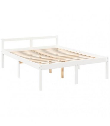 vidaXL Bed Frame | White | Solid pine wood, Plywood | 160 x 200 cm | Bed Frame