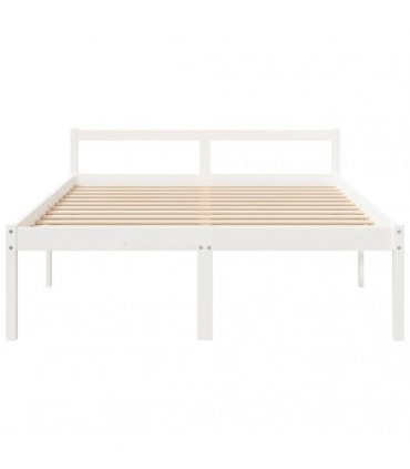 vidaXL Bed Frame | White | Solid pine wood, Plywood | 160 x 200 cm | Bed Frame