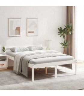vidaXL Bed Frame | White | Solid Pine wood | 140x190 cm | Wooden Bed Frame — Size: 140 x 190 cm