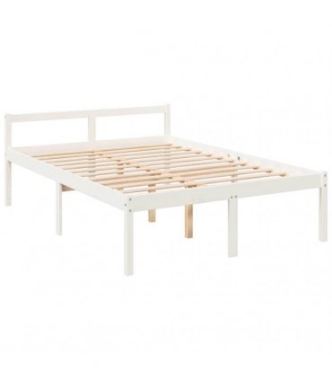 vidaXL Bed Frame | White | Solid Pine wood | 140x190 cm | Wooden Bed Frame — Size: 140 x 190 cm