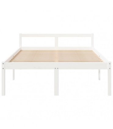 vidaXL Bed Frame | White | Solid Pine wood | 140x190 cm | Wooden Bed Frame — Size: 140 x 190 cm