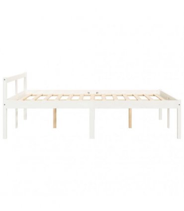 vidaXL Bed Frame | White | Solid Pine wood | 140x190 cm | Wooden Bed Frame — Size: 140 x 190 cm