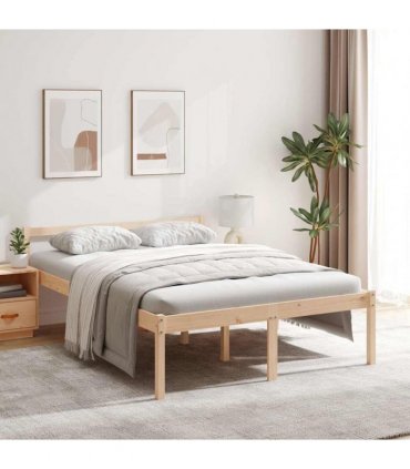 vidaXL Senior Bed without Mattress 120x200cm Solid Wood Pine — Colour: natural, Size: 120 x 200 cm